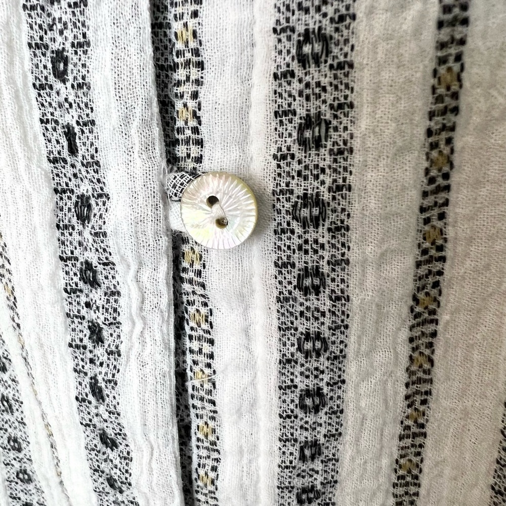 J Jill top Size Large Boho Peplum hem button front shirt Coastal Summer stripe - Picture 5 of 8